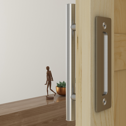 Barn Style Flush/Pull Handle - Silver 300mm